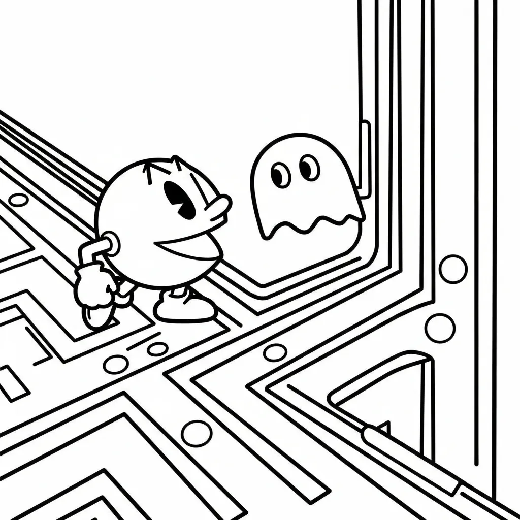 Pacman 12 para colorear y recortar para imprimir