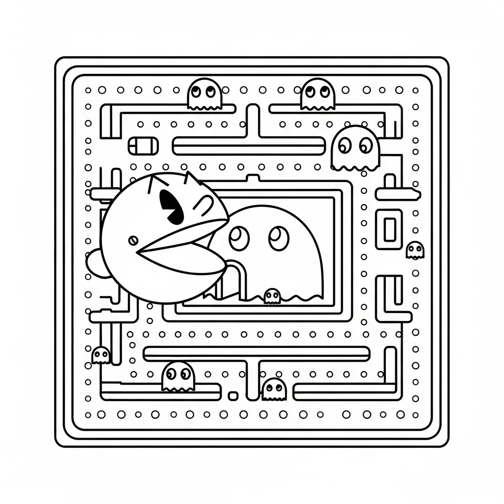 Pacman 13 para colorear para niños para imprimir