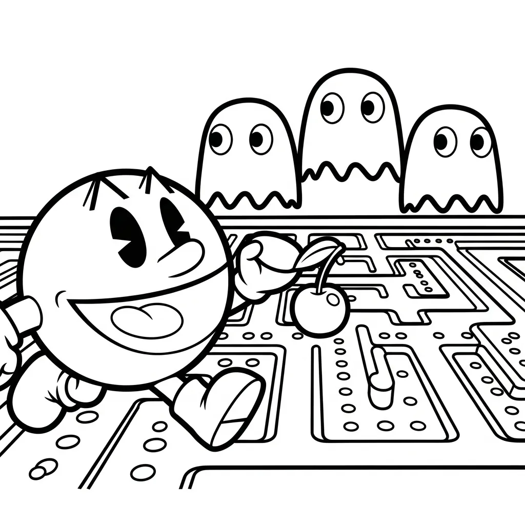 Pacman 15 para colorear para niño gratis