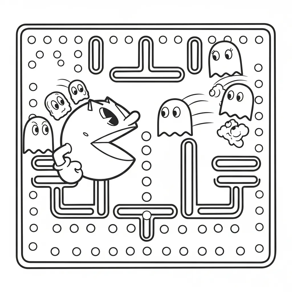 Pacman 24 para colorear para imprimir para niño de 9 años