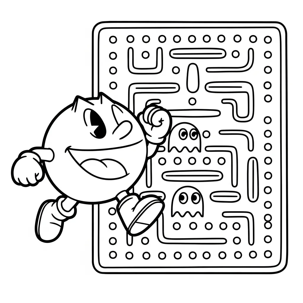 Pacman 25 para colorear para niño de 2 años