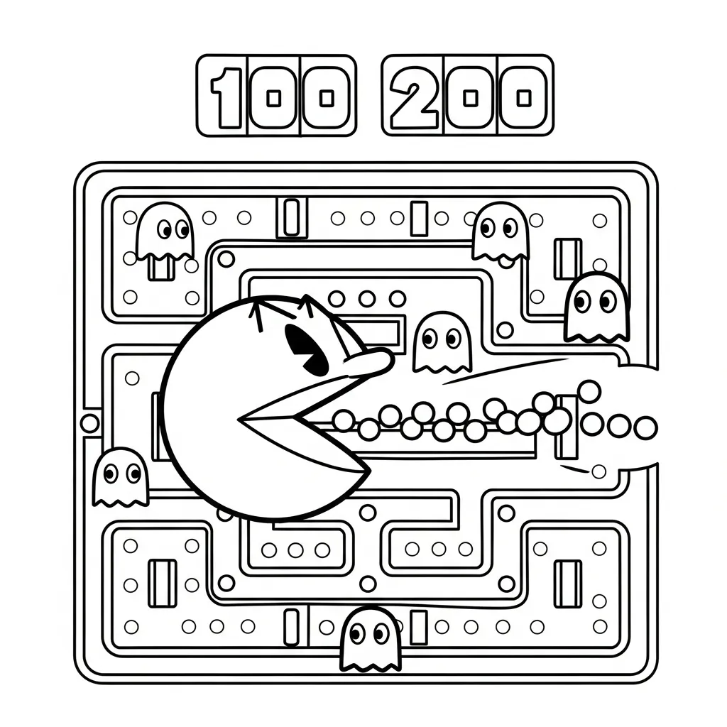 Pacman 8 para colorear para imprimir gratis