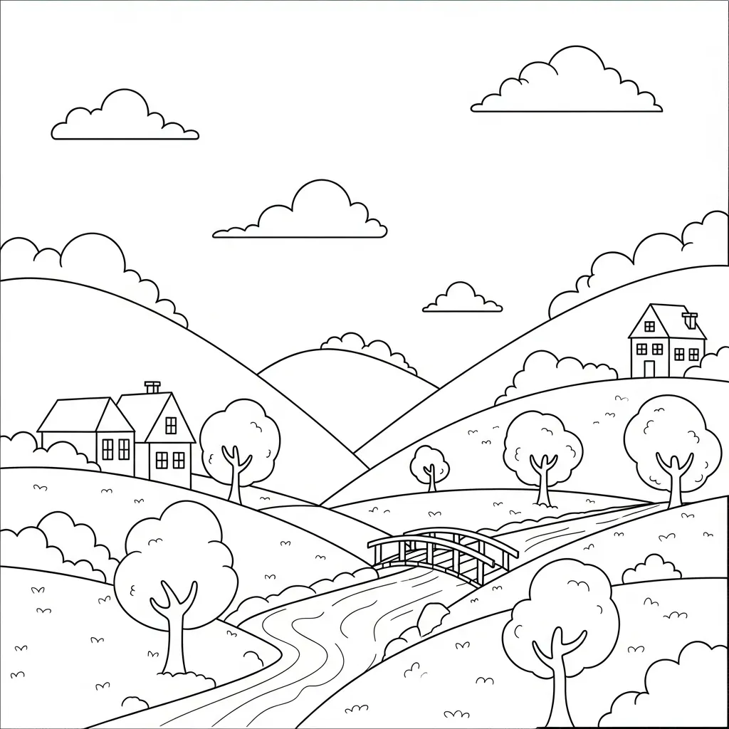 Paisajes Para Colorear para colorear y recortar para imprimir gratis