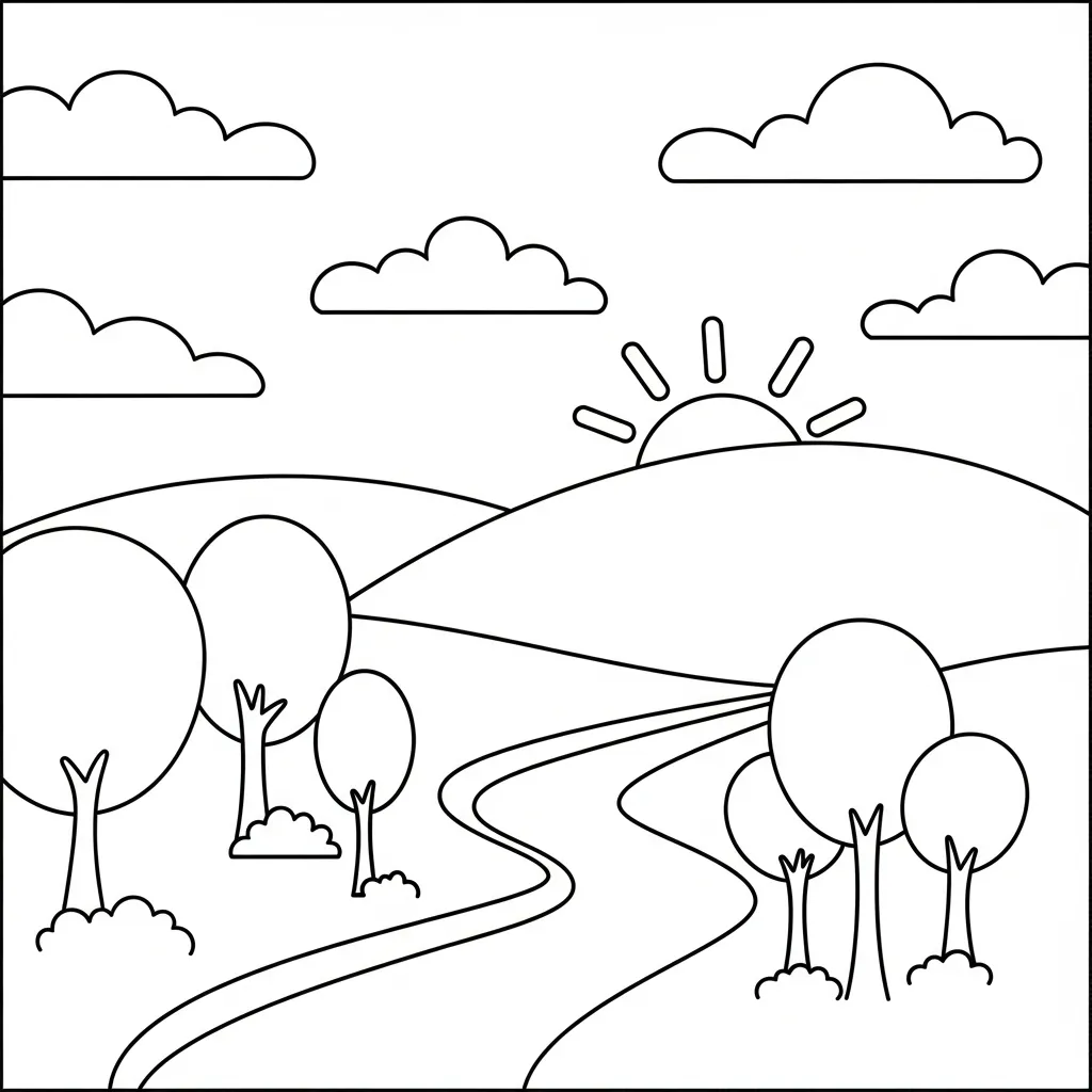 Paisajes Para Colorear para colorear para imprimir kawaii