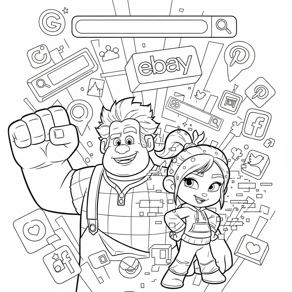 Ralph rompe Internet 23 para colorear para niños para descargar