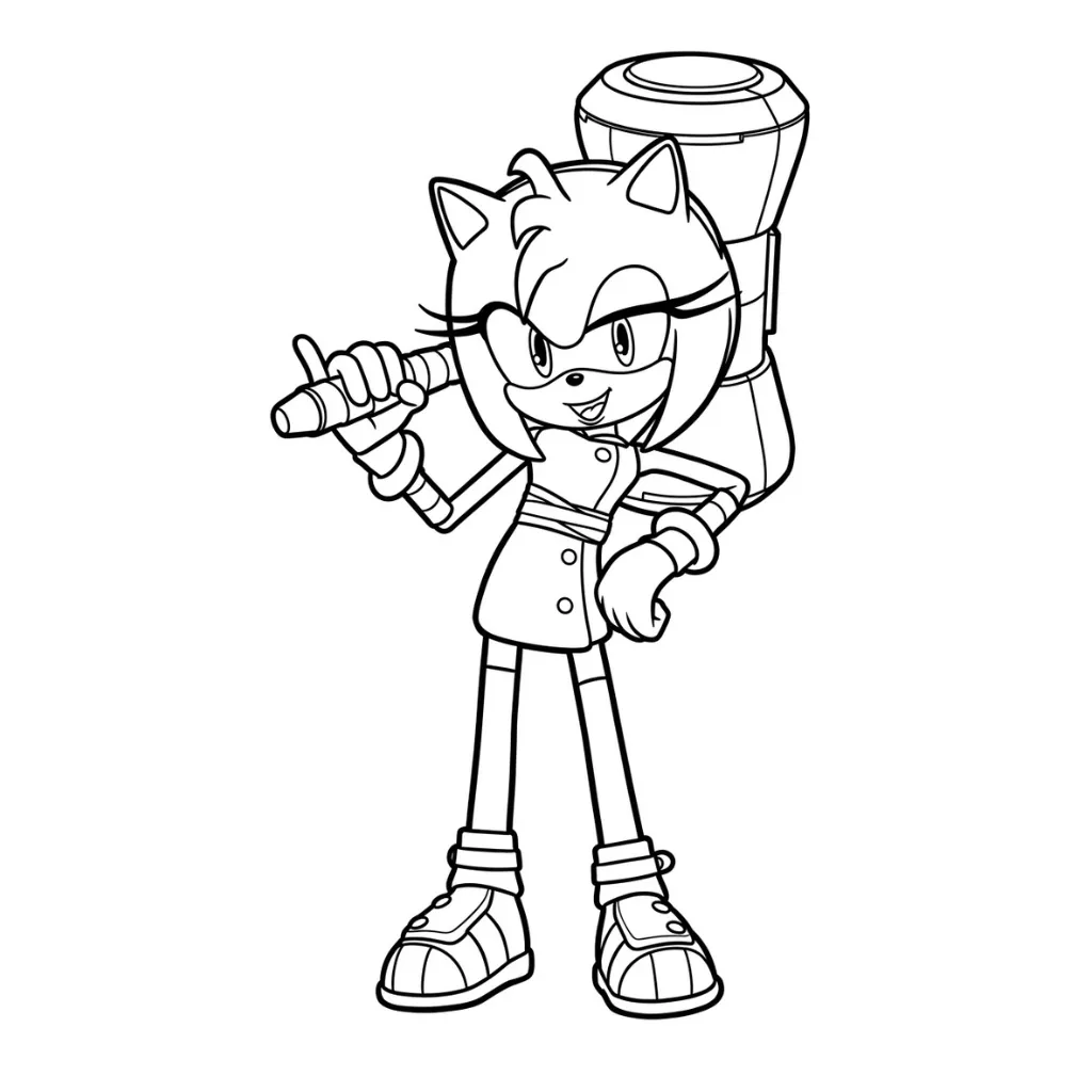 Amy Rose 14 para colorear para niños para imprimir