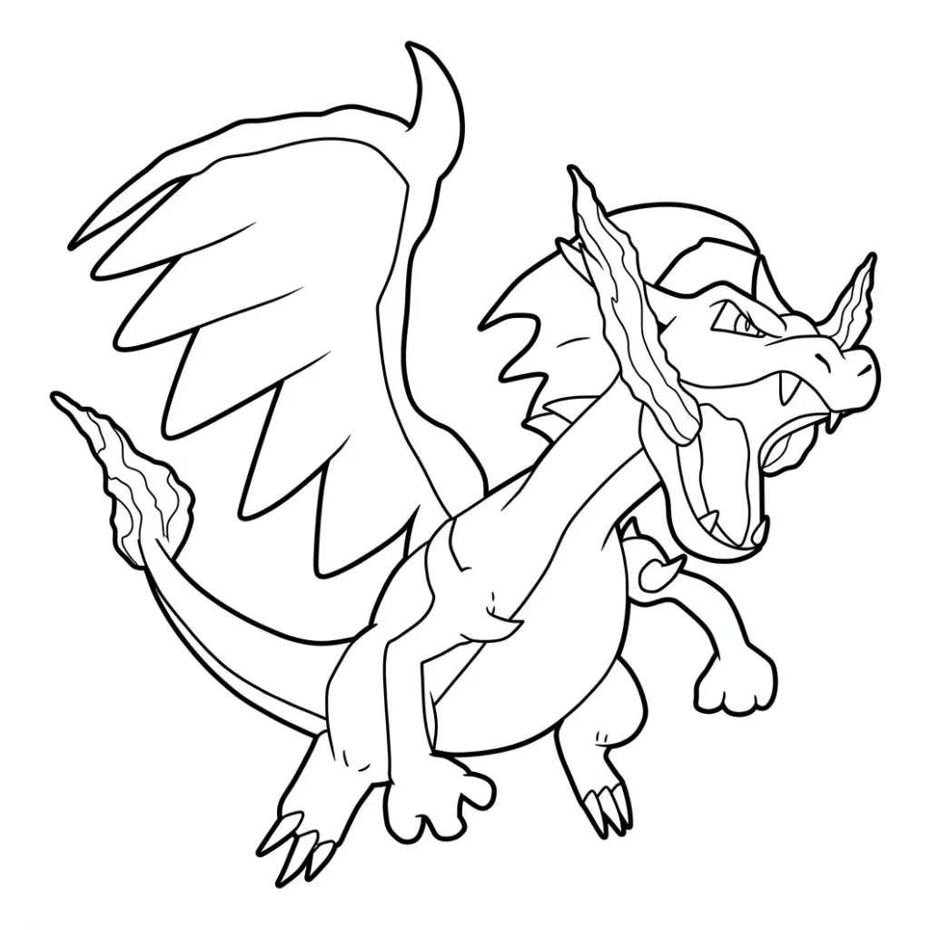 Charizard 10 para colorear para niño gratis