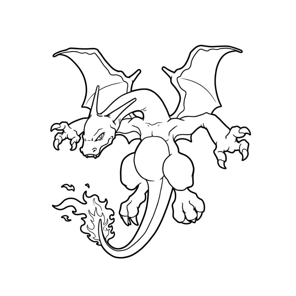 Charizard 13 para colorear y recortar para imprimir gratis