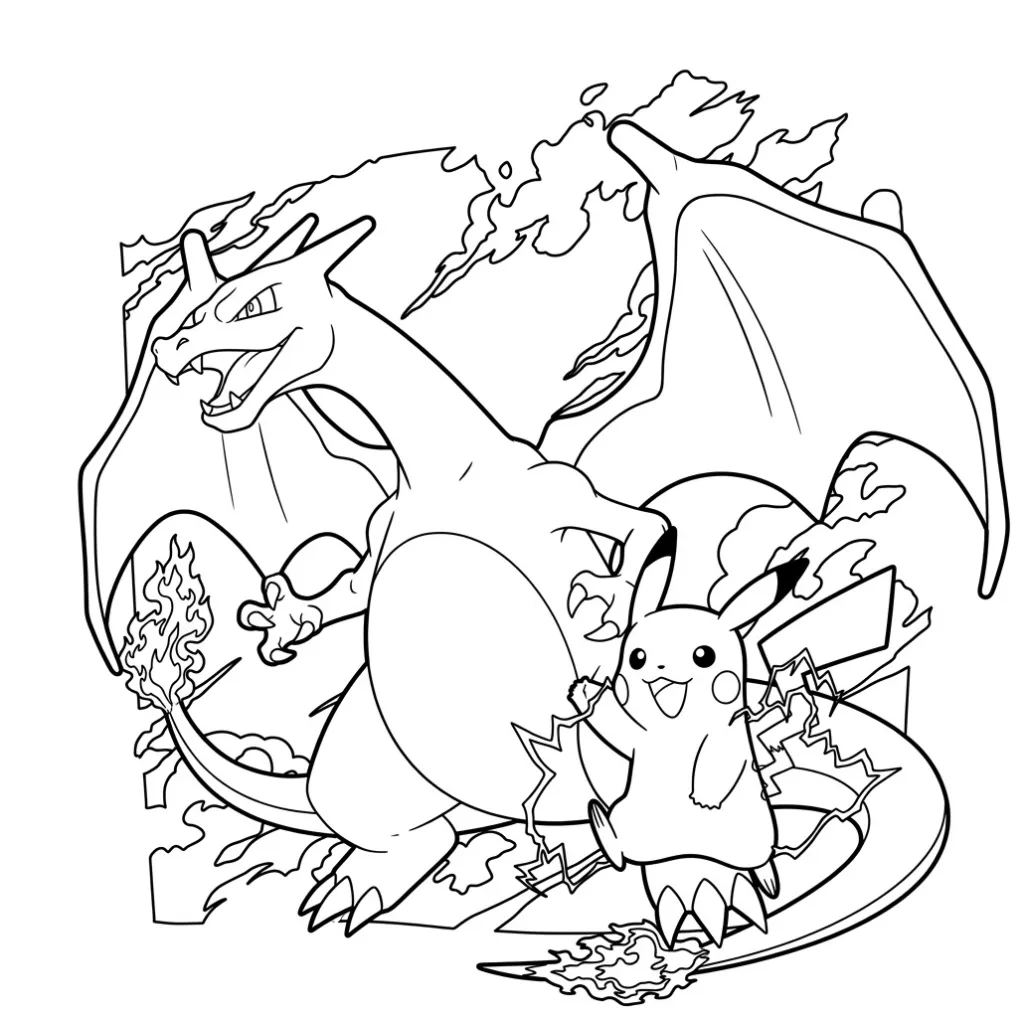 Charizard 7 para colorear para imprimir para niño de 2 años