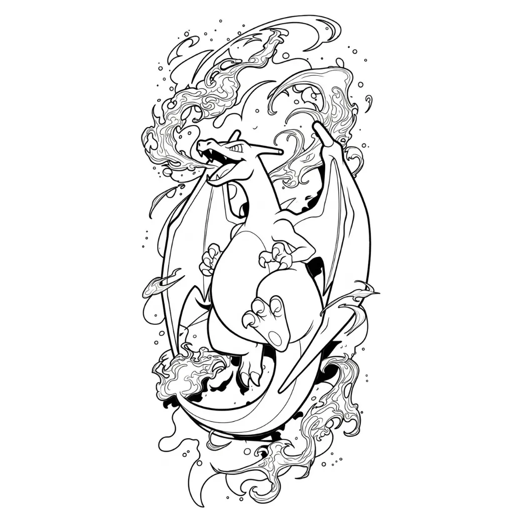 Charizard 8 para colorear gratis para imprimir