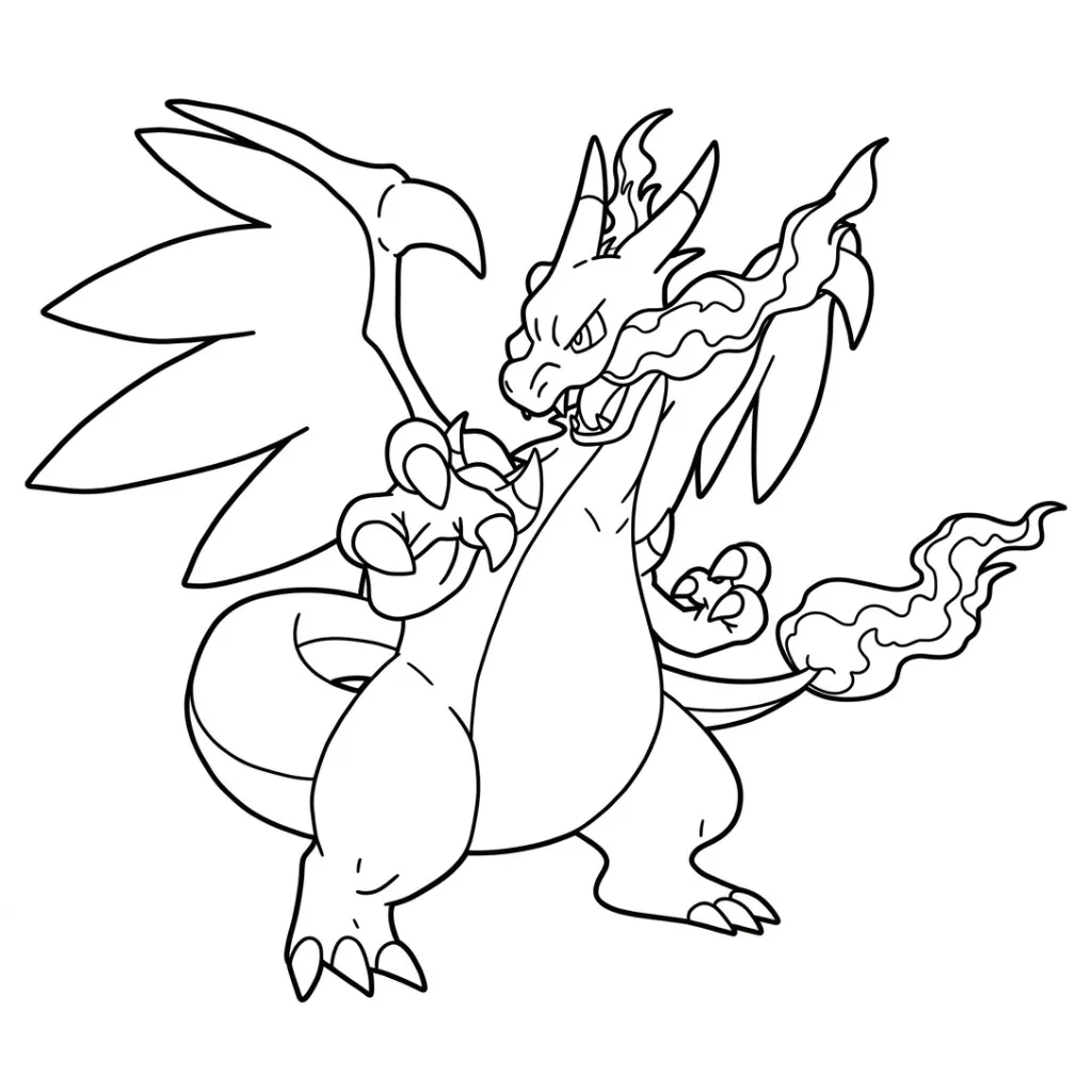 Charizard 9 para colorear para imprimir para niño de 7 años