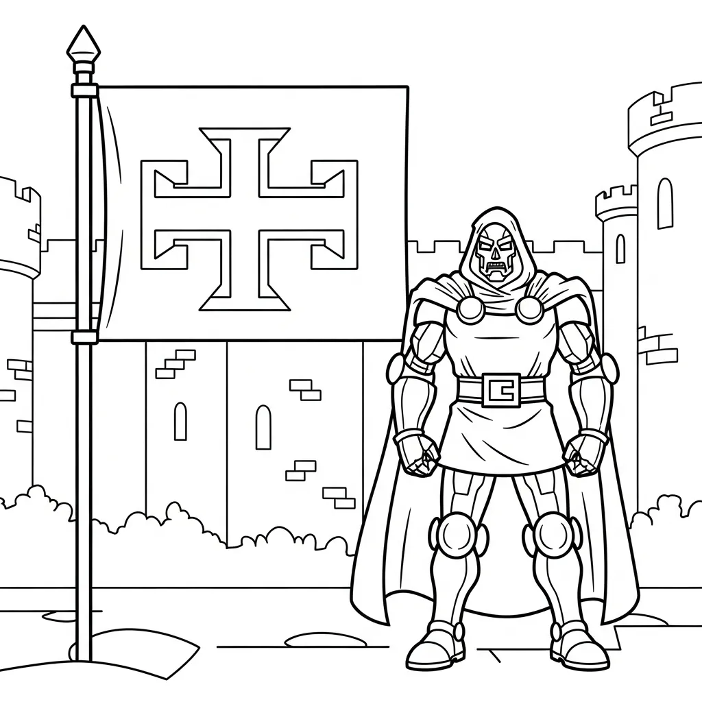 Doctor Doom 1 para colorear para imprimir para niño de 7 años