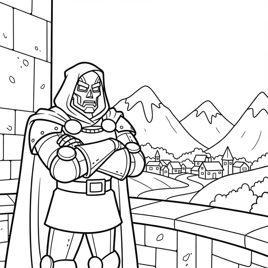 Doctor Doom 10 para colorear para imprimir pdf gratis