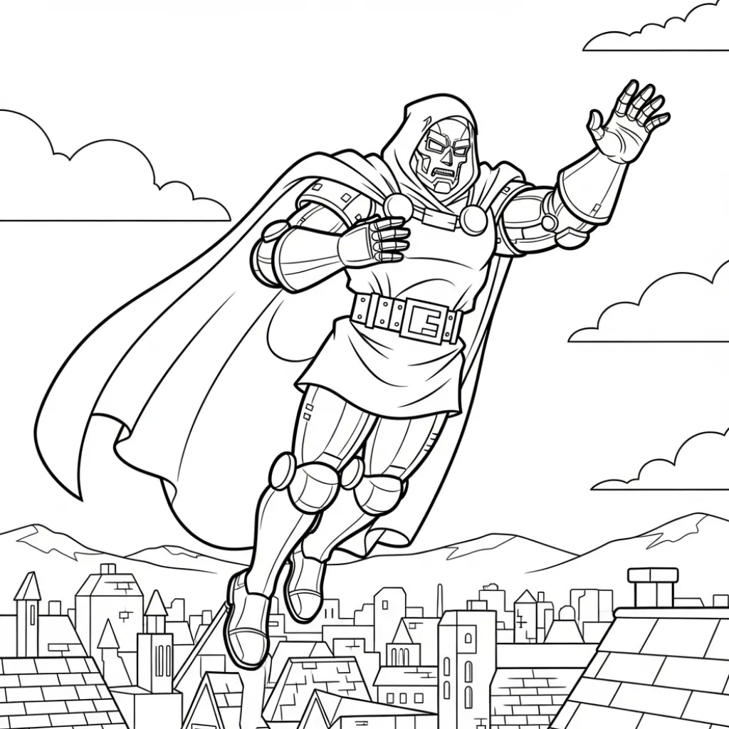 Doctor Doom 13 para colorear para imprimir para niño de 6 años
