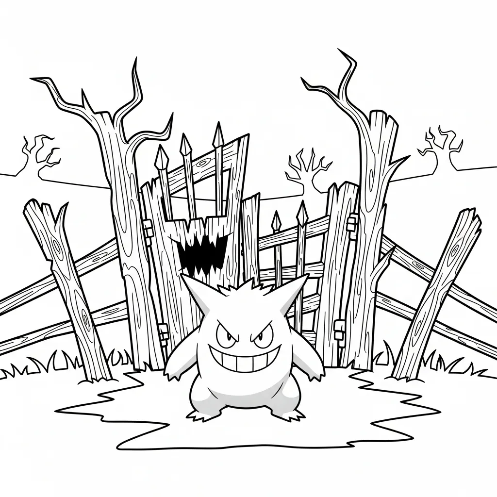 Gengar 8 para colorear para niño para imprimir gratis