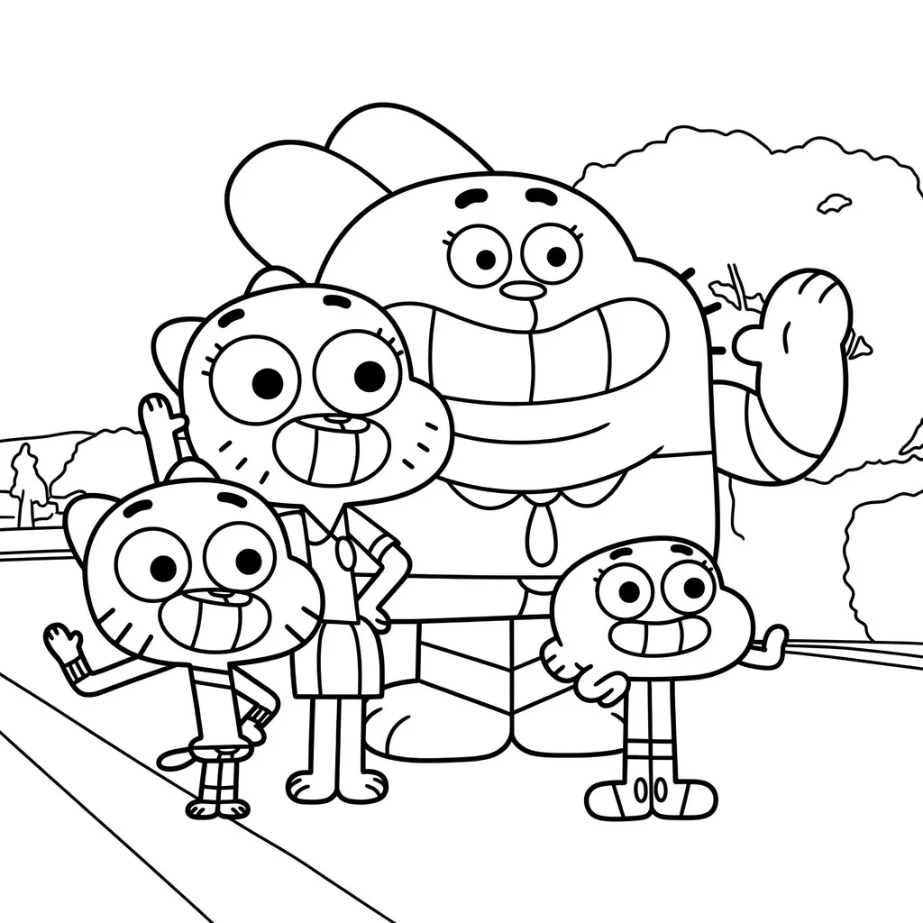 Gumball 3 para colorear para imprimir para niño de 8 años