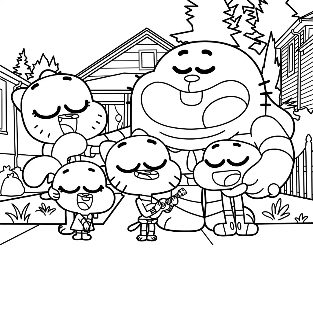 Gumball 5 para colorear para niños para descargar