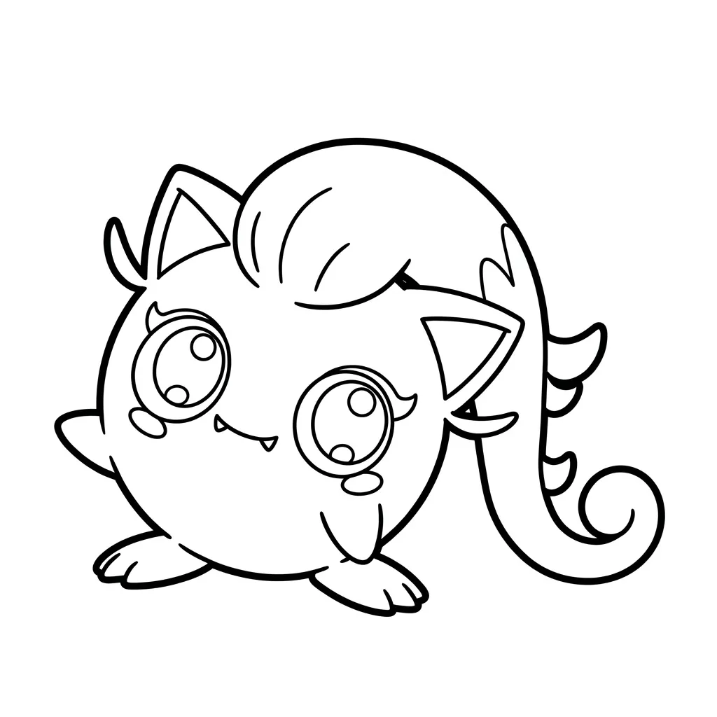 Jigglypuff 6 para colorear para bebé para imprimir
