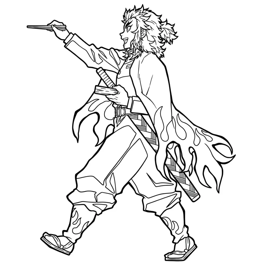 Kyojuro Rengoku 13 para colorear para imprimir para niño de 4 años