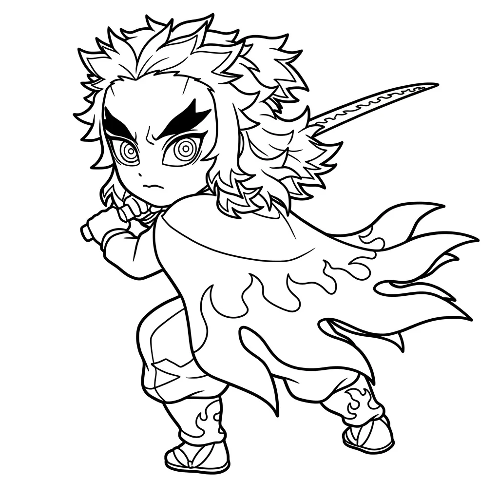 Kyojuro Rengoku 19 para colorear para imprimir para niño de 6 años