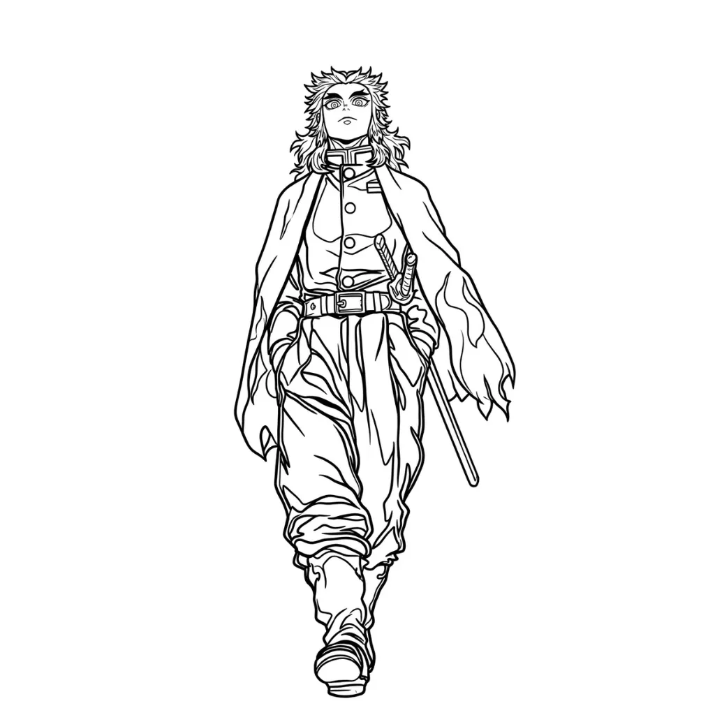 Kyojuro Rengoku 2 para colorear y recortar