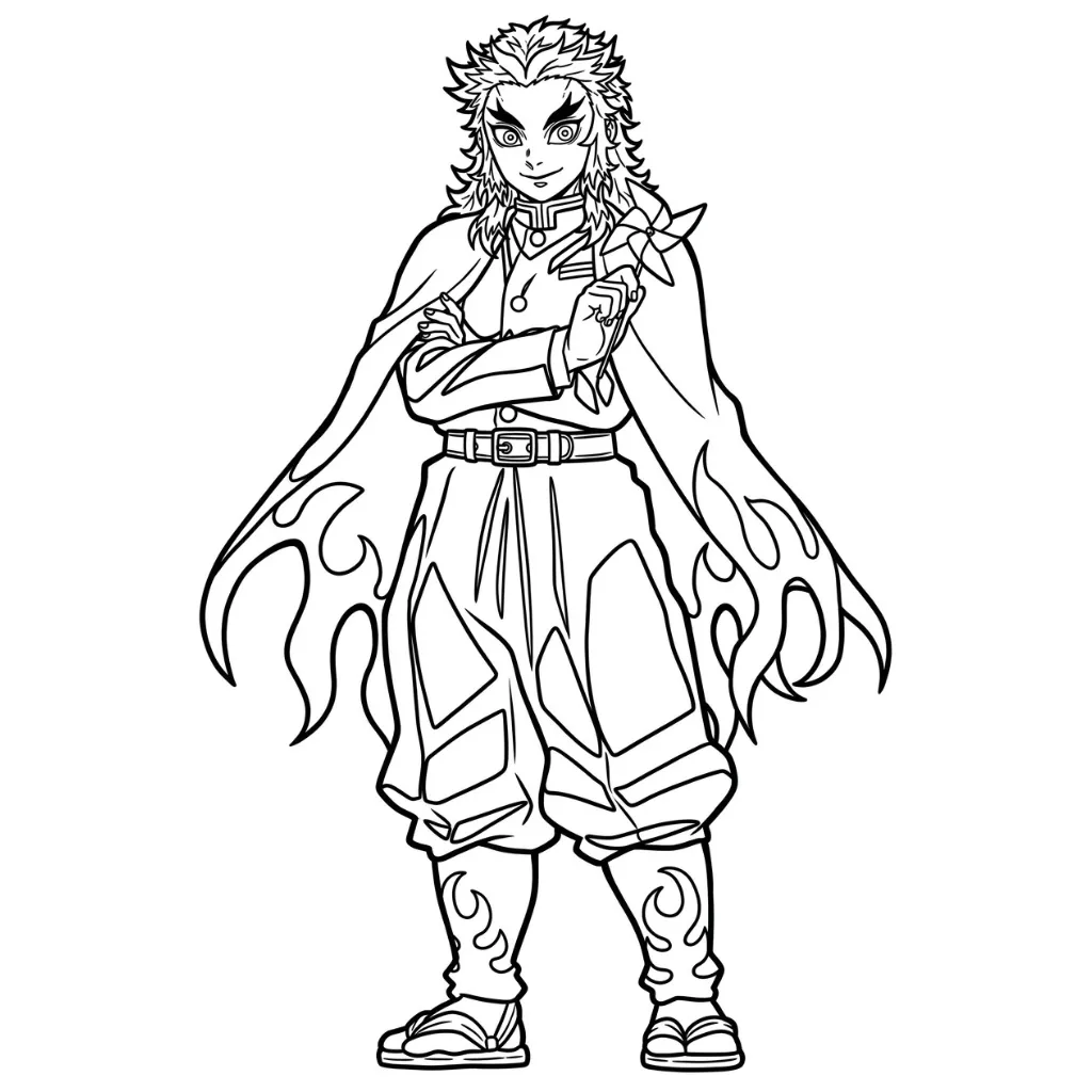 Kyojuro Rengoku 24 para colorear gratis en línea