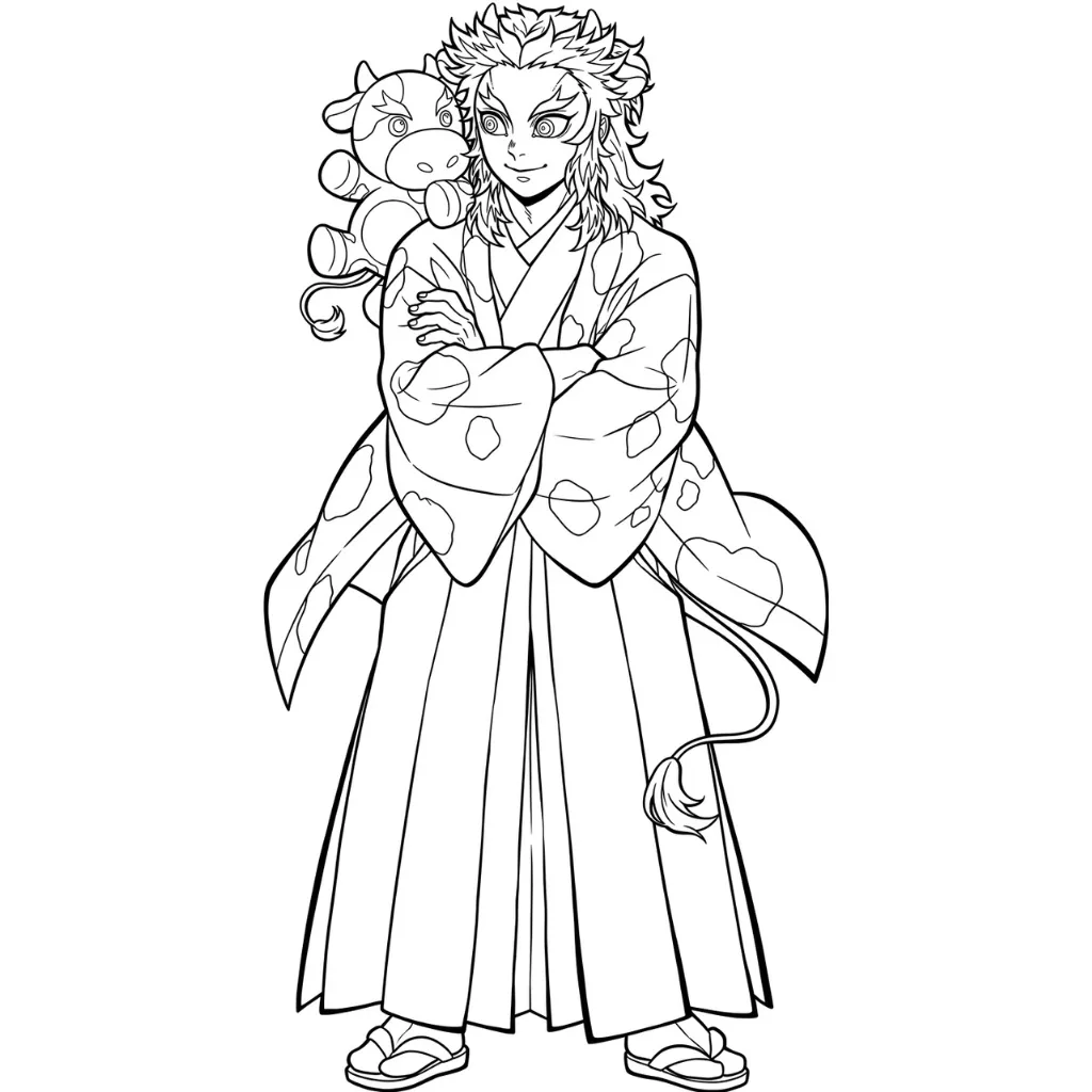 imprimir Kyojuro Rengoku 8 para colorear gratis