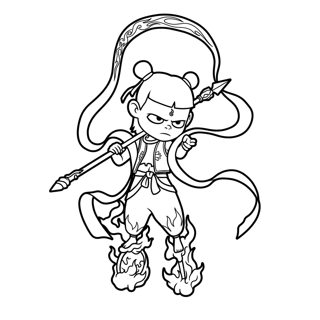 Ne Zha 1 para colorear y recortar para imprimir gratis