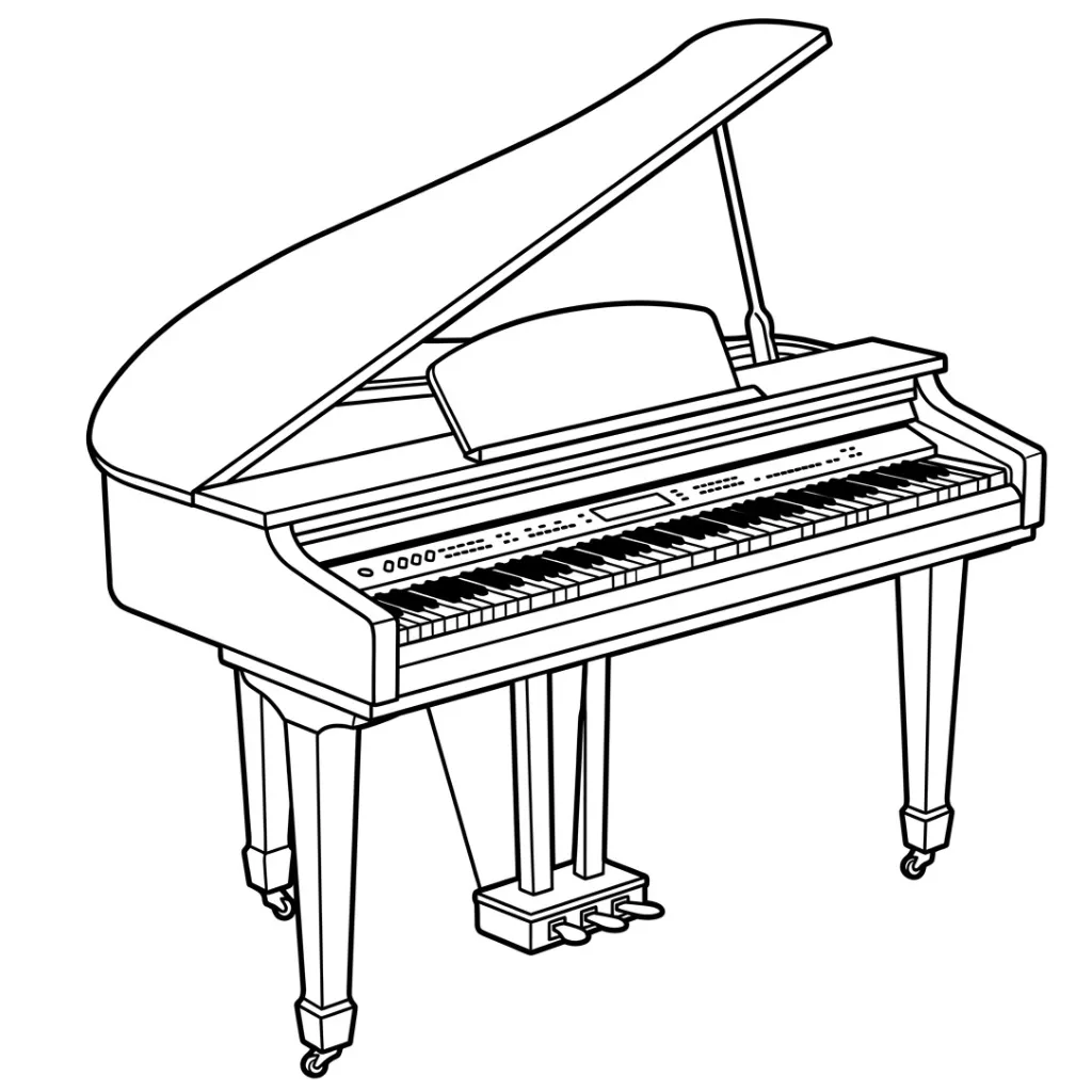 Piano 1 para colorear para niños para imprimir