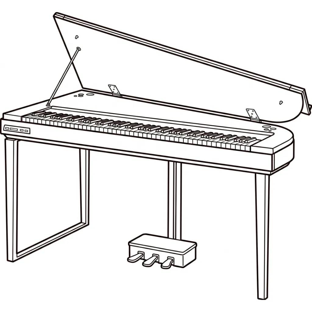 Piano 7 para colorear para imprimir para niño de 8 años