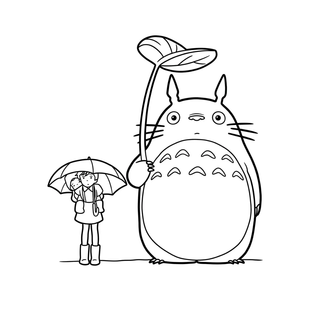Totoro 1 para colorear gratis para niños