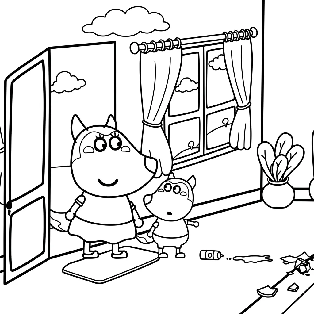 Wolfoo 6 para colorear para niño de 4 años