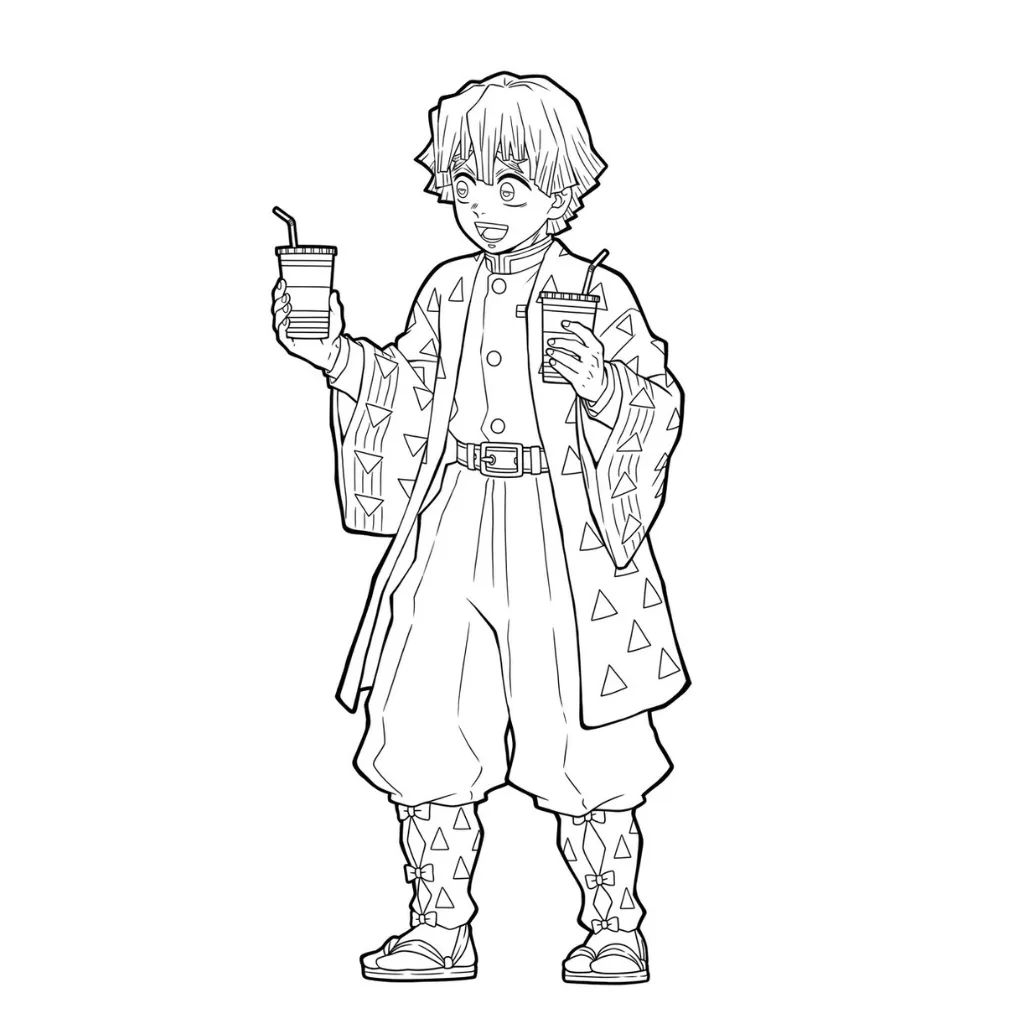 Zenitsu Agatsuma 1 para colorear para imprimir kawaii