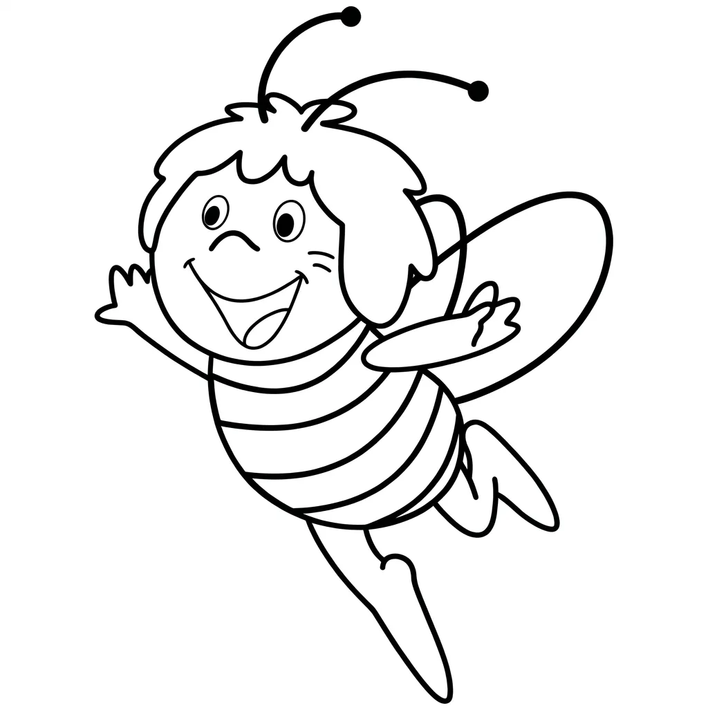 Abeja Maya 17 para colorear y aprendizaje