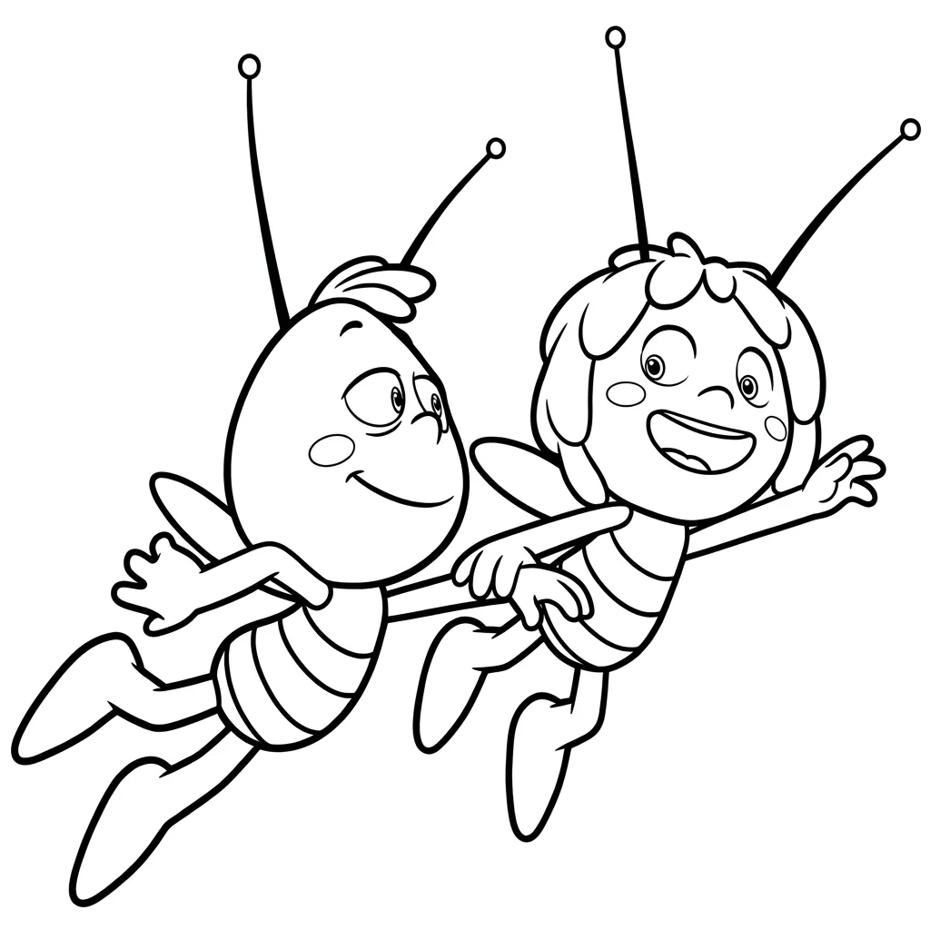 Abeja Maya 5 para colorear para imprimir para niño de 7 años
