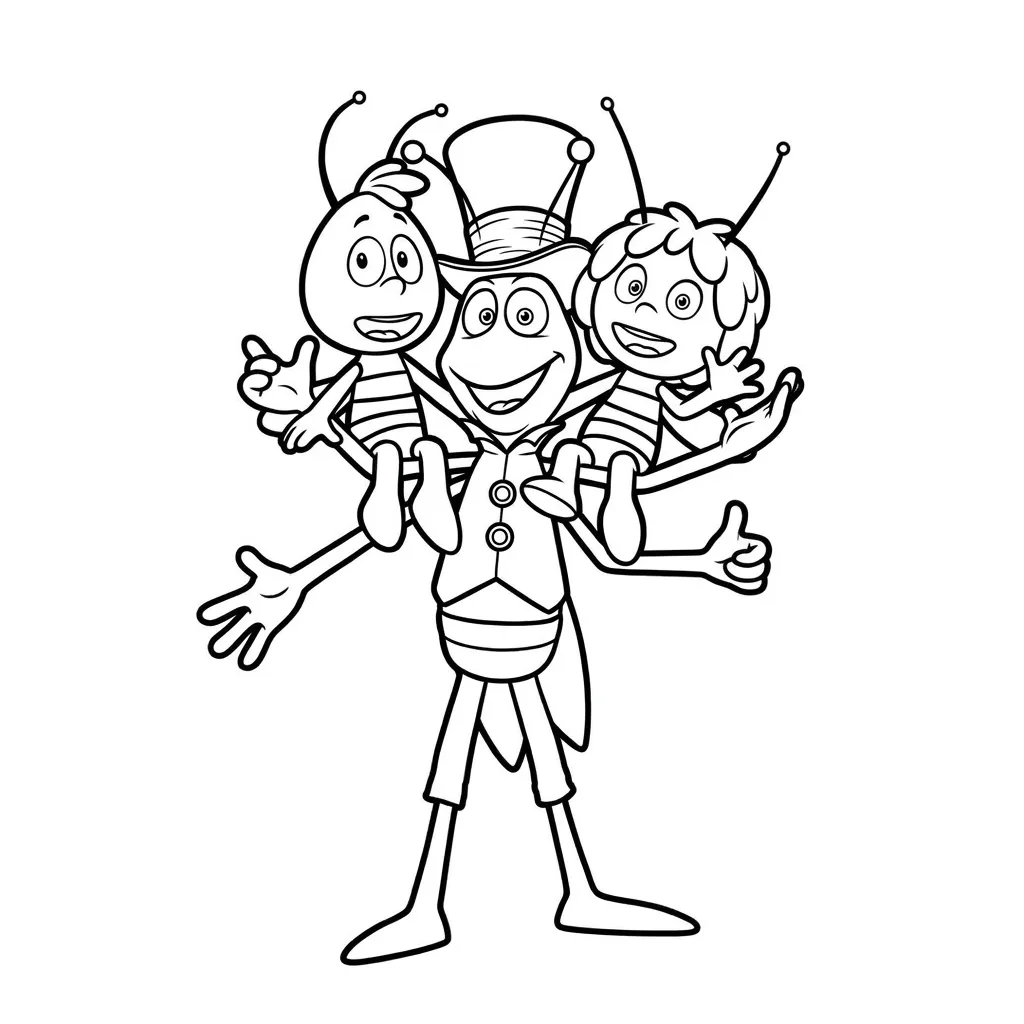Abeja Maya 6 para colorear para bebé para imprimir