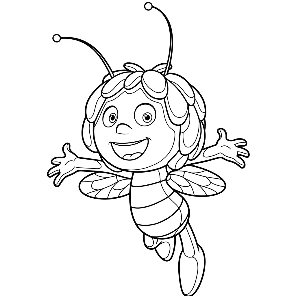 Abeja Maya 7 para colorear para niño de 6 años