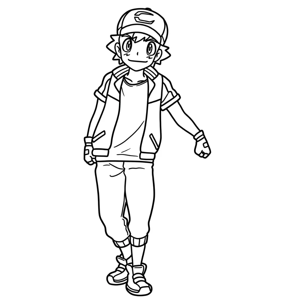 Ash Ketchum 1 para colorear para niño de para imprimir