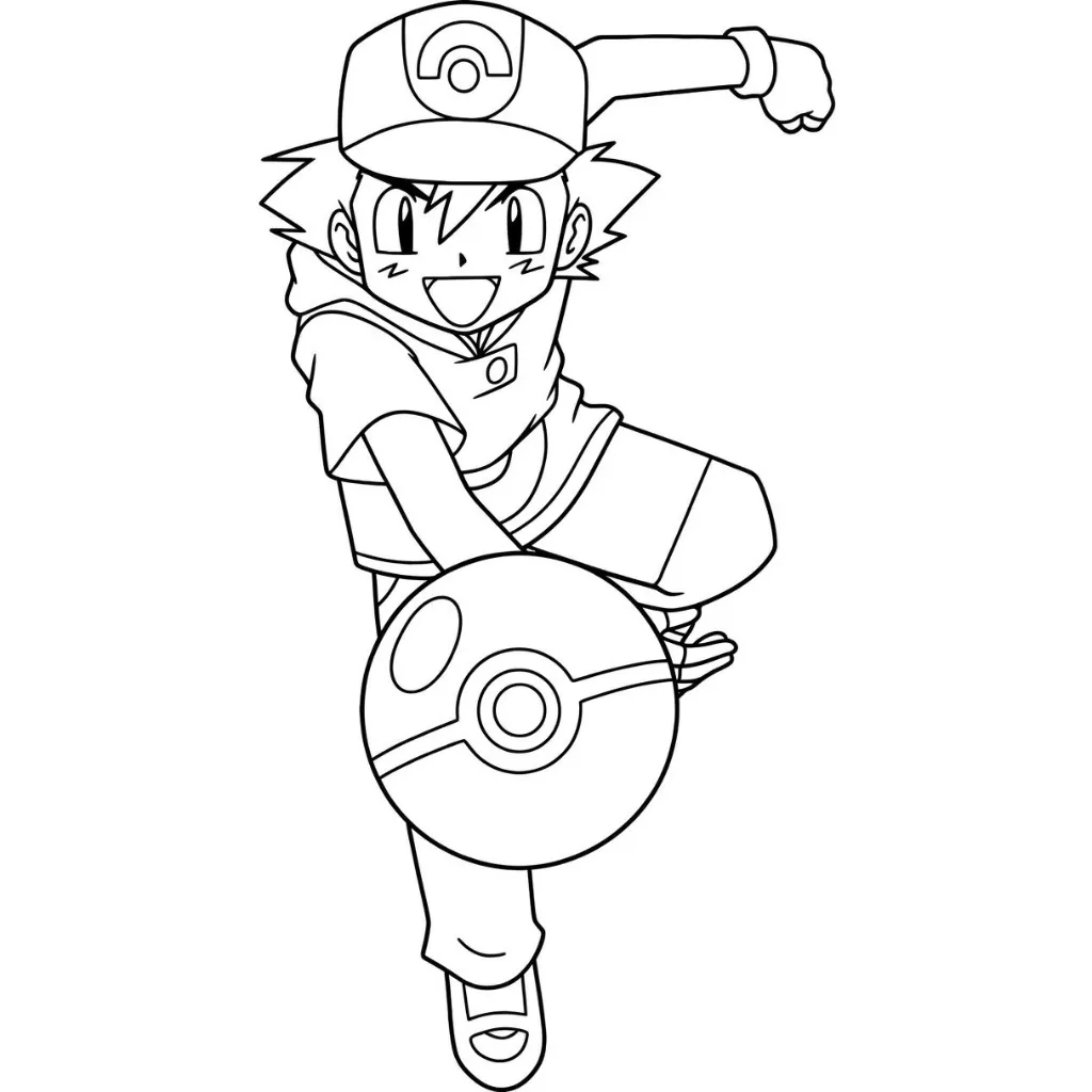Ash Ketchum 10 para colorear y recortar