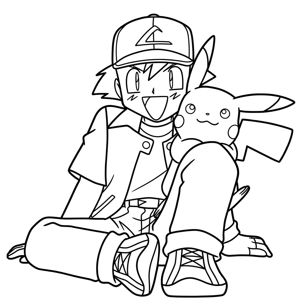 imagen para colorear Ash Ketchum 12 niño