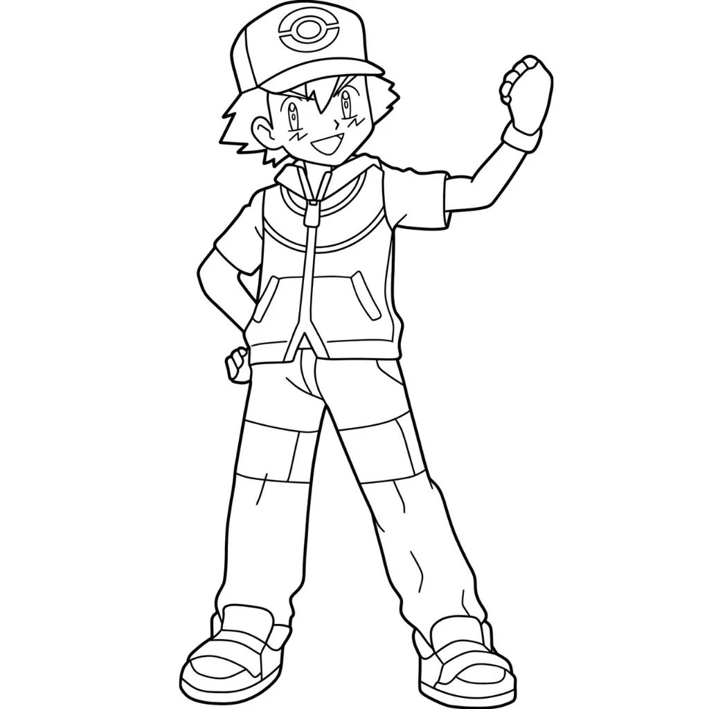 Ash Ketchum 14 para colorear para imprimir para niño de 3 años