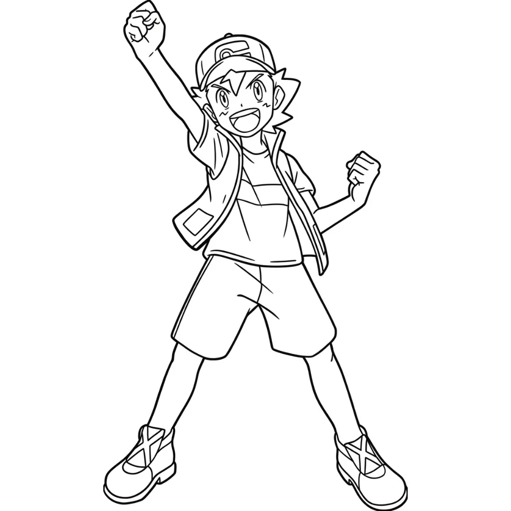 Ash Ketchum 15 para colorear para niños para imprimir