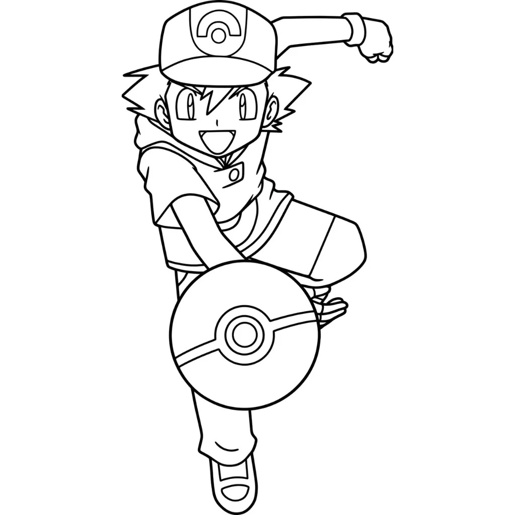 Ash Ketchum 16 de niño para colorear para imprimir