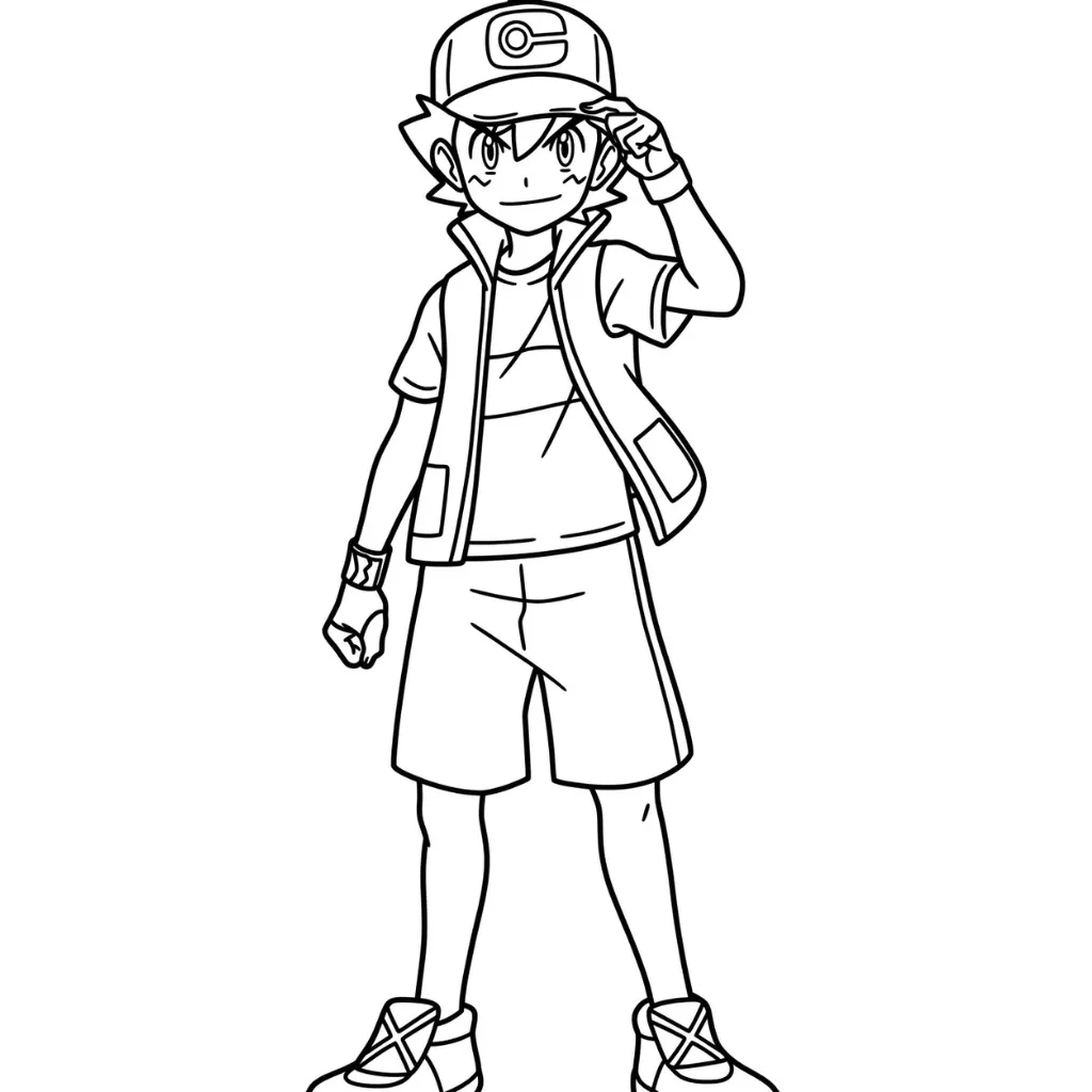 Ash Ketchum 19 para colorear para imprimir para niño de 4 años