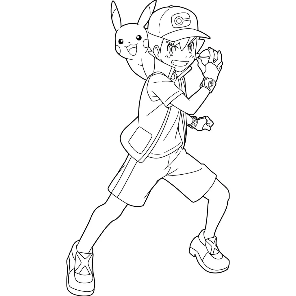 Ash Ketchum 20 para colorear para imprimir a4