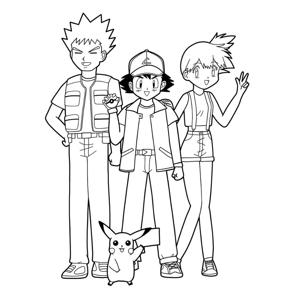 Ash Ketchum 3 para colorear para imprimir kawaii