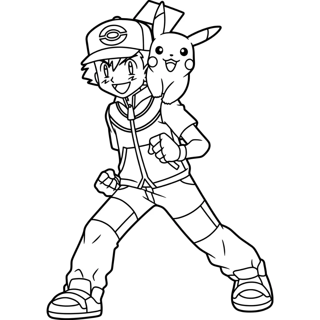 Ash Ketchum 6 para colorear para niño de 10 años