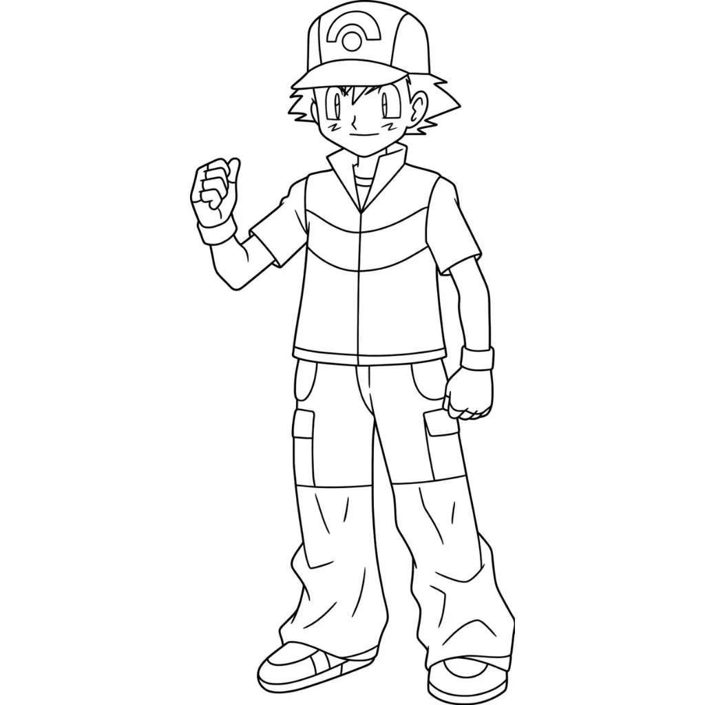 Ash Ketchum 7 para colorear para niño de 4 años