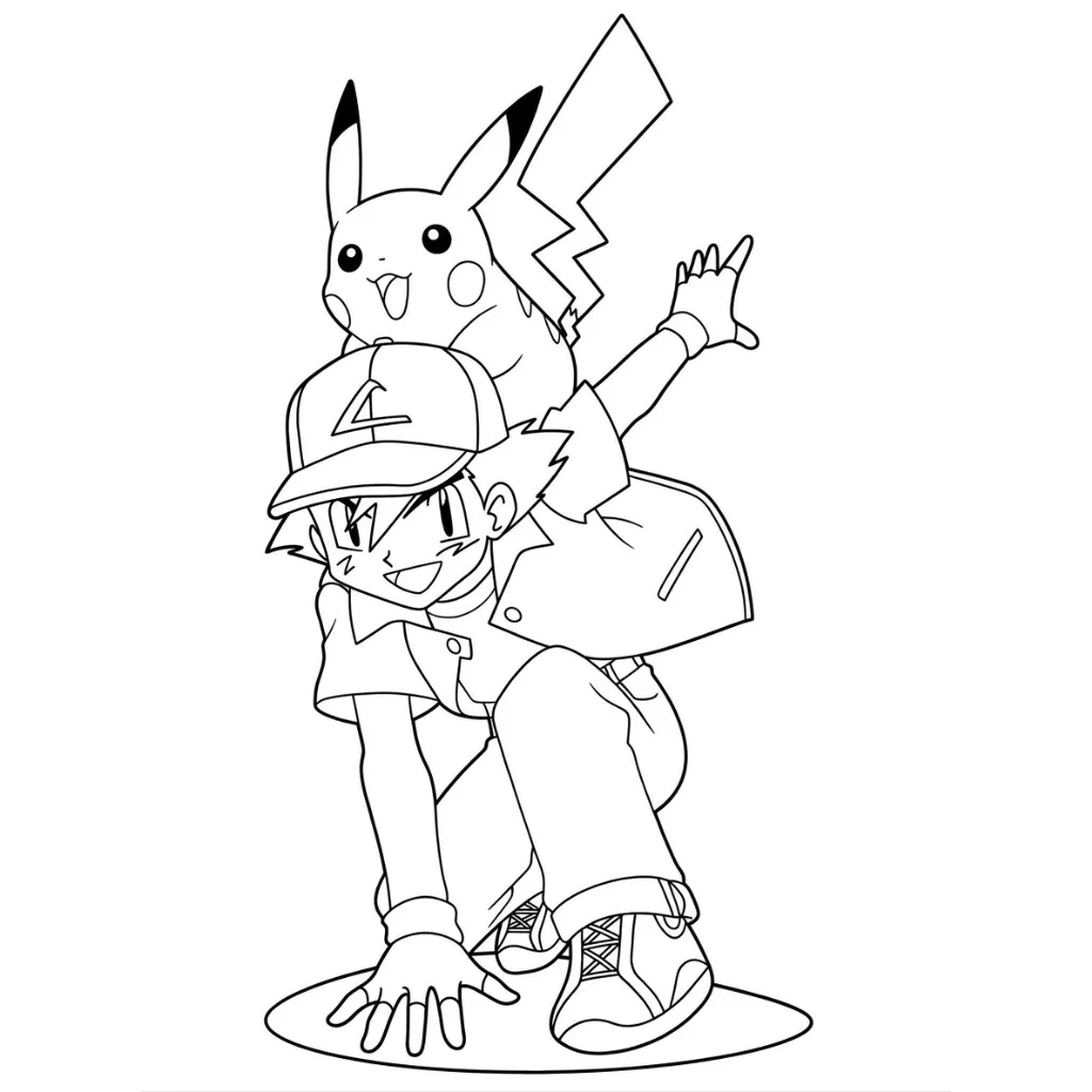 imprimir Ash Ketchum 8 para colorear para niño