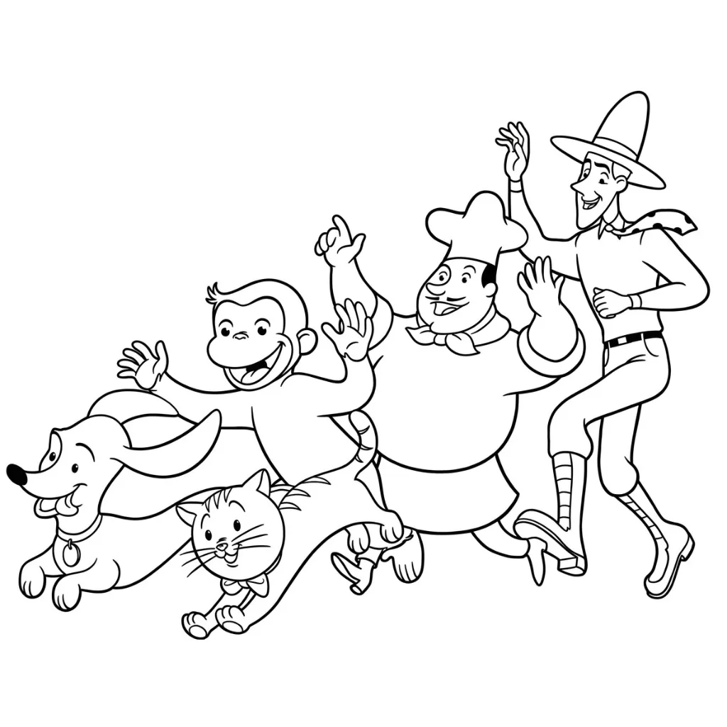 Curious George 13 para colorear y recortar